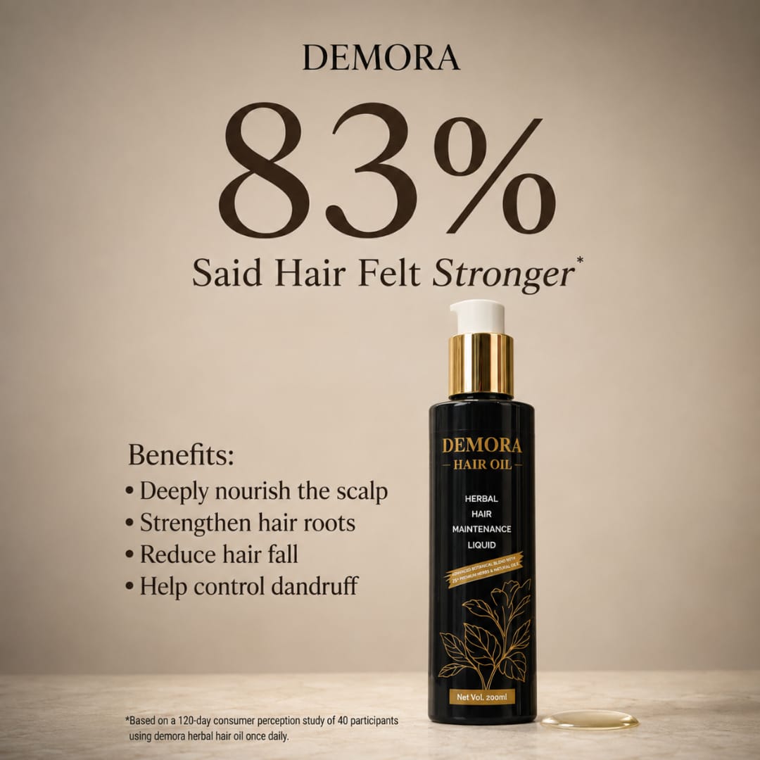 Demora Hair Oil benefits - nourishes scalp, strengthens roots, reduces hair fall
