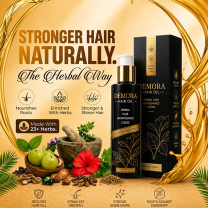 Demora Herbal Hair Oil with box - made with 23 plus natural herbs