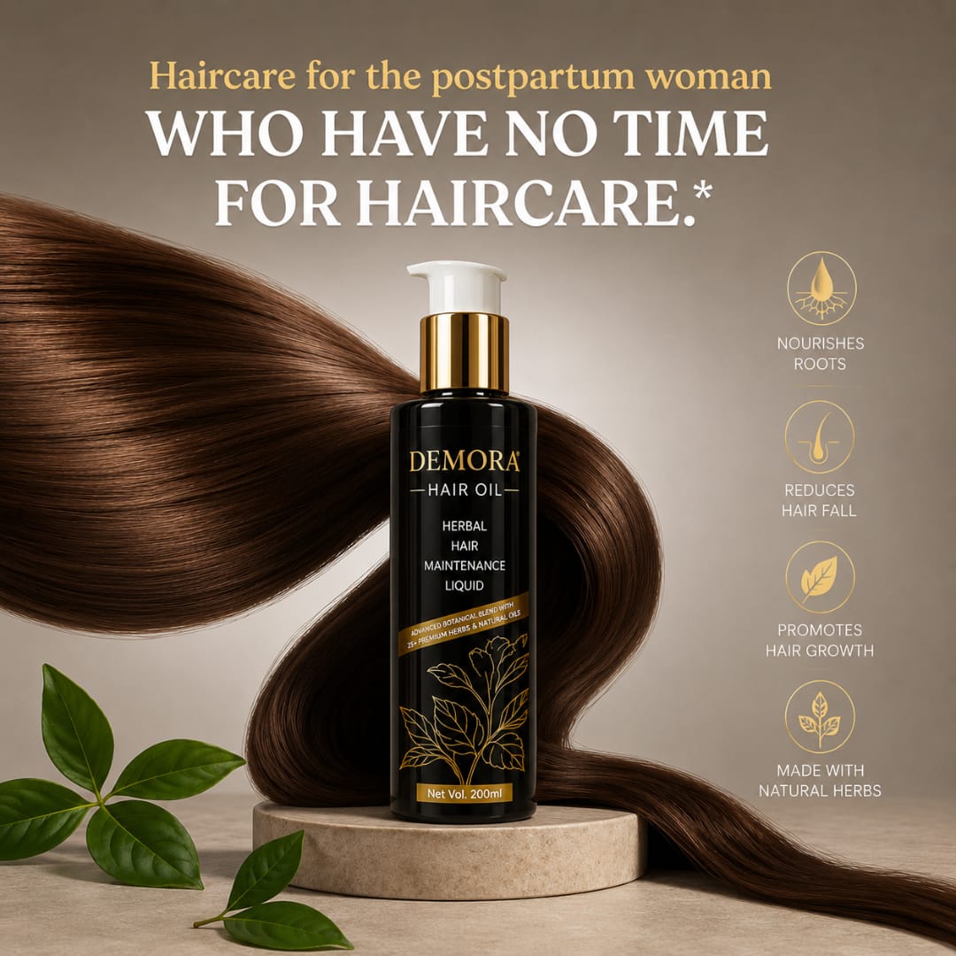 Demora Herbal Hair Oil for postpartum hair care and hair growth